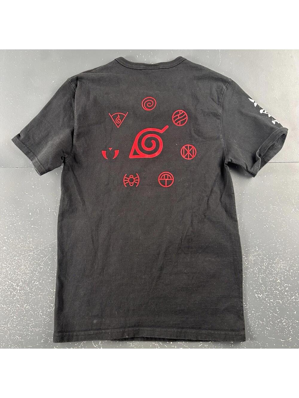 VTG Champion x Naruto Hidden Leaf Shirt Mens Small Black Double Sided Graphic